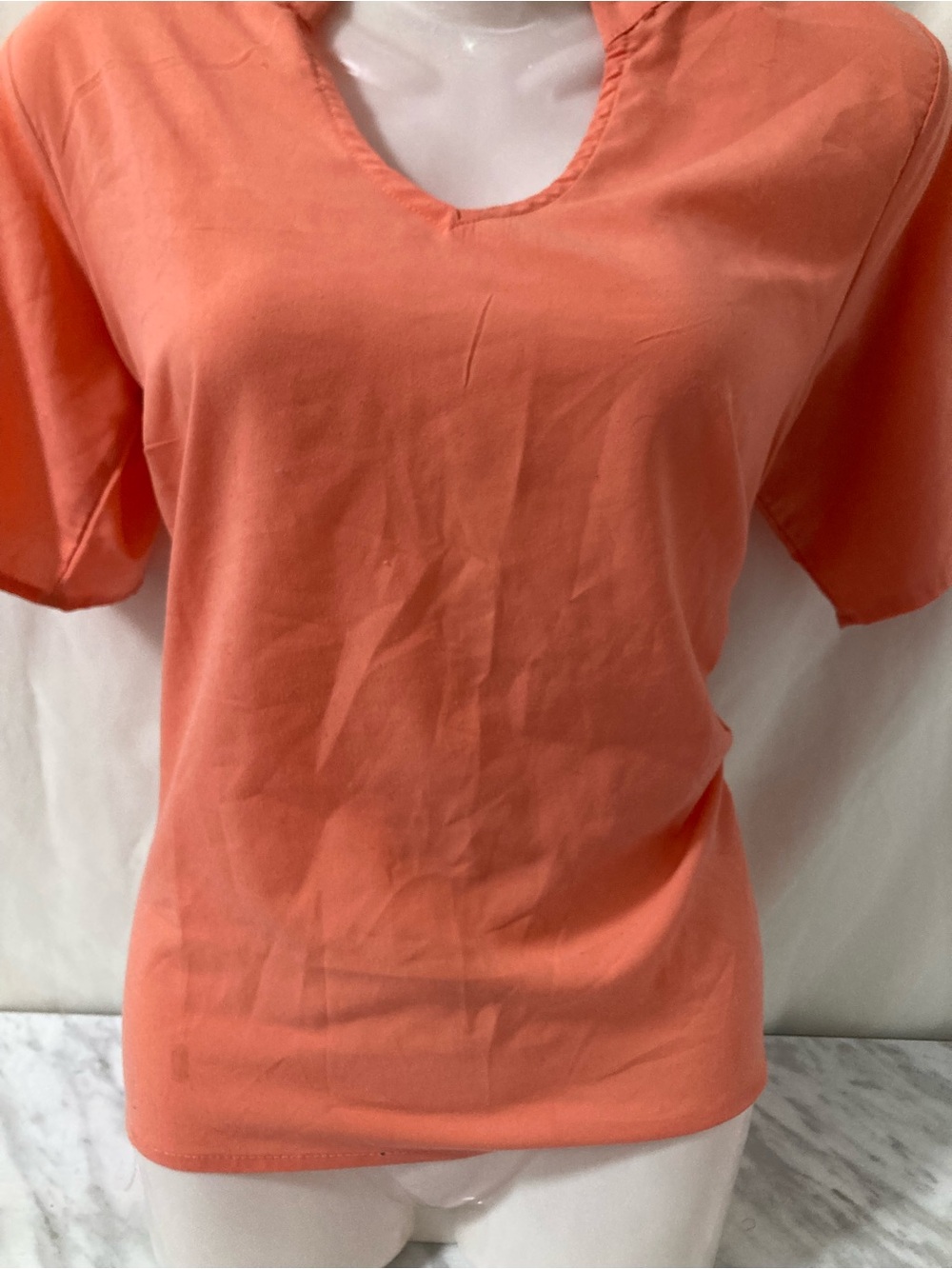 Checkout Coral Orange Keyhole Back Blouse Top M